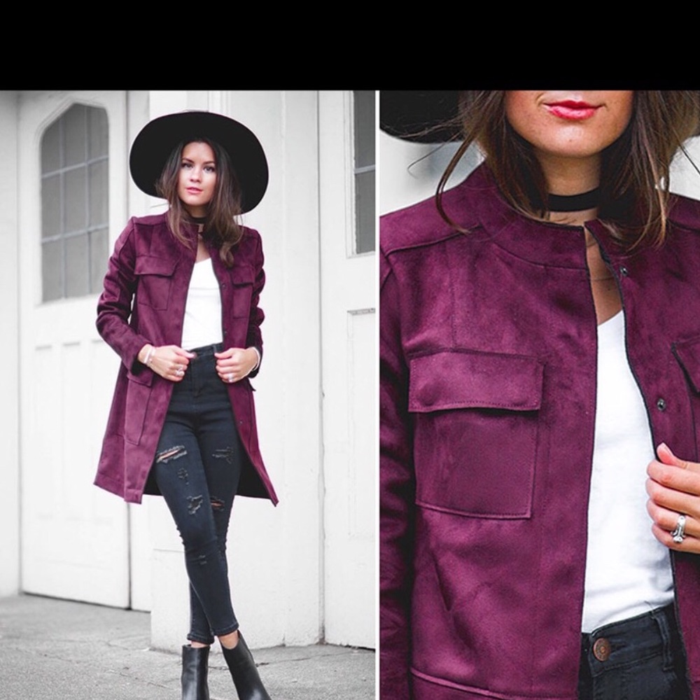 Stylish Vince Camuto oxblood suede jacket. Size XS